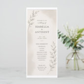 Elegant Huwelijksprogramma met Bladeren Programmakaart (Staand voorkant)