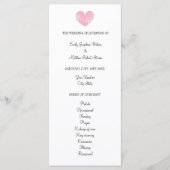 Elegant huwelijksprogramma met rustiek roze hart programmakaart (Voorkant)