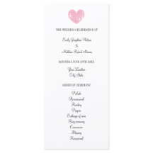 Elegant huwelijksprogramma met rustiek roze hart