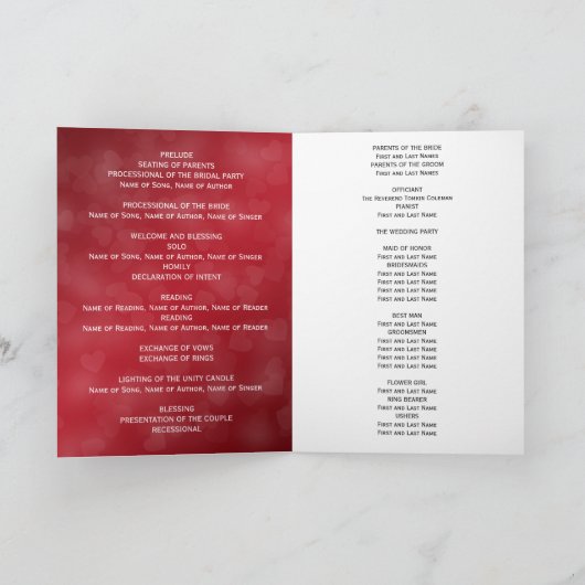 Elegant huwelijksprogramma Modern Hearts Red Programma (Binnen)