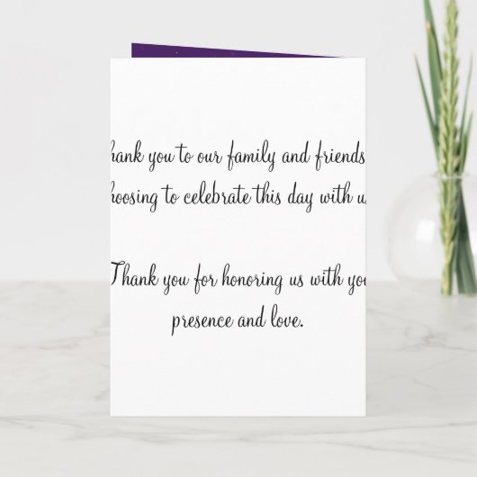 Elegant huwelijksprogramma nacht verblinden Paarse Programma (Achterkant)