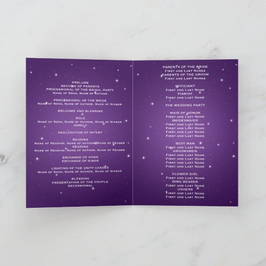 Elegant huwelijksprogramma nacht verblinden Paarse Programma (Binnen)