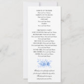 Elegant huwelijksprogramma Navy Blue Floral Script Kaart (Achterkant)