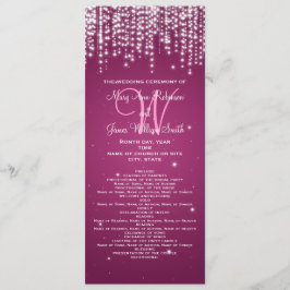 Elegant huwelijksprogramma Night Dazzle Berry Pink Programmakaart