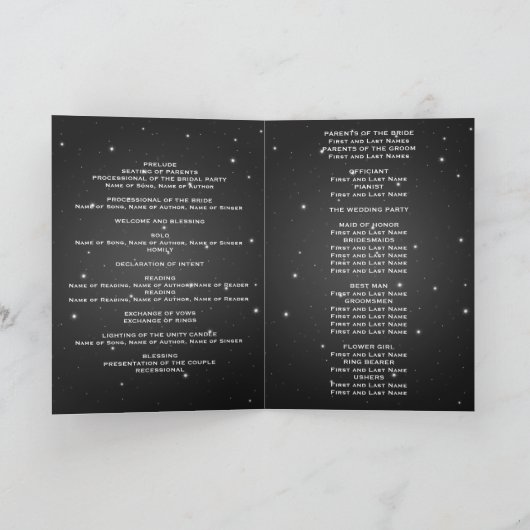 Elegant huwelijksprogramma Night Dazzle Black Programma (Binnen)