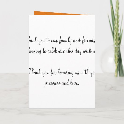 Elegant huwelijksprogramma Night Dazzle Sinaasappe Programma (Achterkant)