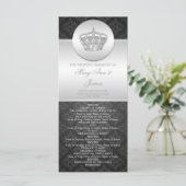 Elegant huwelijksprogramma Royal Crown Black Programmakaart (Staand voorkant)