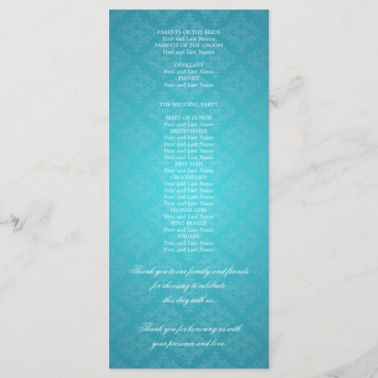 Elegant huwelijksprogramma Royal Crown Blue Programmakaart (Achterkant)