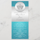 Elegant huwelijksprogramma Royal Crown Blue Programmakaart (Voorkant)