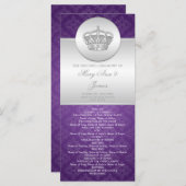 Elegant huwelijksprogramma Royal Crown Paarse Programmakaart (Voorkant / Achterkant)