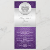 Elegant huwelijksprogramma Royal Crown Paarse Programmakaart (Voorkant)