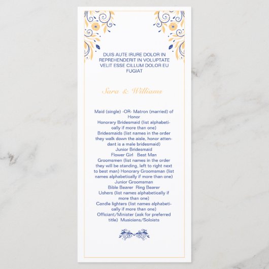 Elegant huwelijksprogramma Sjabloon (Achterkant)