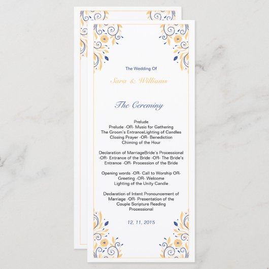 Elegant huwelijksprogramma Sjabloon (Voorkant / Achterkant)