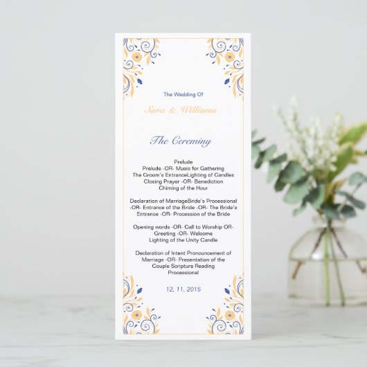 Elegant huwelijksprogramma Sjabloon (Staand voorkant)