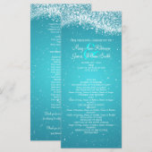 Elegant huwelijksprogramma Sparkling Wave Blue Programmakaart (Voorkant / Achterkant)