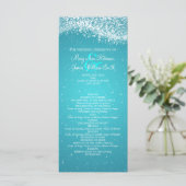 Elegant huwelijksprogramma Sparkling Wave Blue Programmakaart (Staand voorkant)