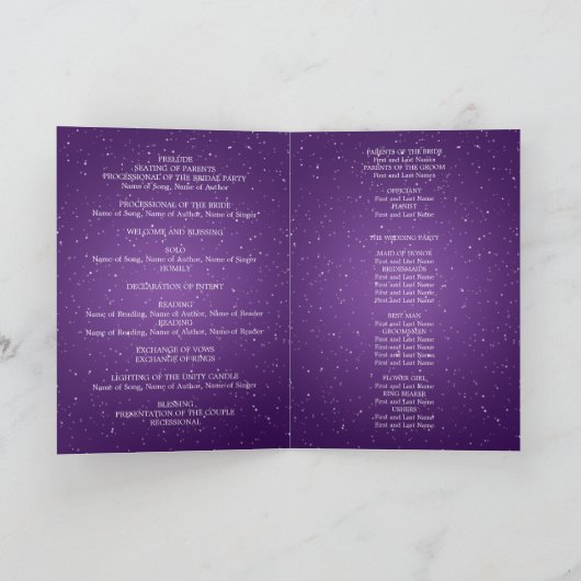 Elegant huwelijksprogramma sprankelende golf Paars Programma (Binnen)
