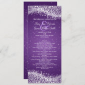 Elegant huwelijksprogramma sprankelende golf Paars Programmakaart (Voorkant / Achterkant)
