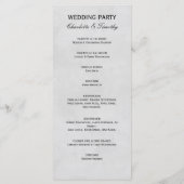 Elegant huwelijksprogramma wit zwart programmakaart (Achterkant)