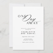 Elegant huwelijksrepetitie diner één dag vooruit kaart (Voorkant)