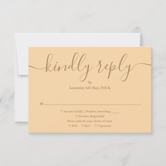 Elegant Huwelijksscript Champagne RSVP Kaartje (Voorkant)