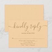 Elegant Huwelijksscript Champagne RSVP Kaartje (Voorkant / Achterkant)
