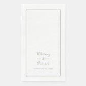 Elegant Huwelijksscript Minimalist Saliegroen Wit Servet (Voorkant)