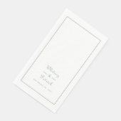 Elegant Huwelijksscript Minimalist Saliegroen Wit Servet (Hoek)