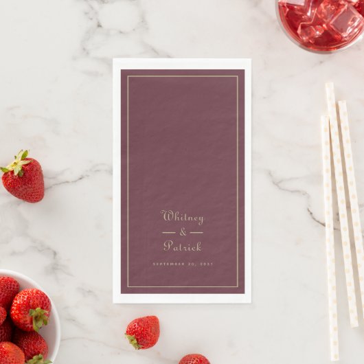 Elegant Huwelijksscript Minimalistisch Burgundy Go Servet (Insitu)