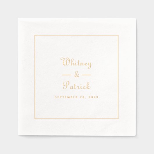 Elegant huwelijksscript minimalistisch chique goud folie servetten (Voorkant)