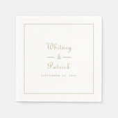Elegant Huwelijksscript Minimalistisch Goud Wit Ch Servet (Voorkant)