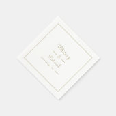 Elegant Huwelijksscript Minimalistisch Goud Wit Ch Servet (Hoek)
