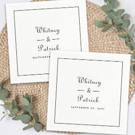 Elegant Huwelijksscript Minimalistisch Zwart Wit C Servet