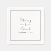 Elegant huwelijksscript Minimalistische Bourgogne  Servet (Voorkant)