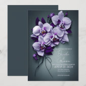 Elegant huwelijksuitnodiging met orchideeën. kaart (Voorkant / Achterkant)