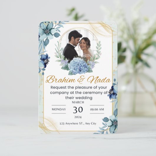 Elegant Huwelijksuitnodiging Ontwerp Kaart (Staand voorkant)