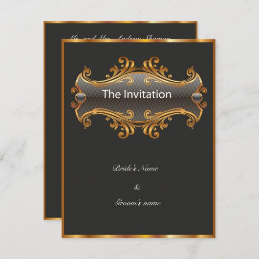 Elegant huwelijksuitnodigingsmodel royalty kaart (Voorkant / Achterkant)
