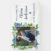 Elegant Hydrangea Aangepast Foto 40e verjaardag Spandoek (Verticaal)