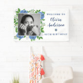 Elegant Hydrangea Aangepast Foto 50e verjaardag Spandoek (Insitu)