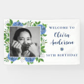 Elegant Hydrangea Aangepast Foto 50e verjaardag Spandoek (Horizontaal)