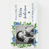 Elegant Hydrangea Aangepast Foto 50e verjaardag Spandoek (Verticaal)