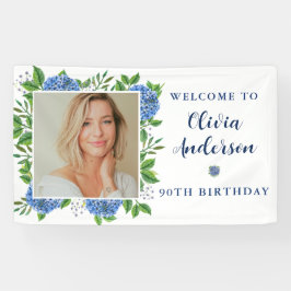 Elegant Hydrangea Aangepaste foto 90e verjaardag Spandoek