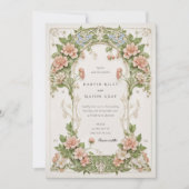 Elegant Hydrangea Art Nouveau Wedding Kaart (Voorkant)