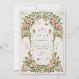 Elegant Hydrangea Art Nouveau Wedding Kaart
