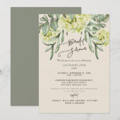 Elegant Hydrangea Beige and Sage Vrijgezellenfeest Kaart (Voorkant / Achterkant)