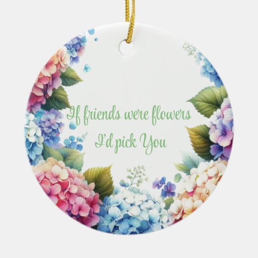 Elegant Hydrangea Bloem Sentiment Keramisch Ornament (Voorkant)