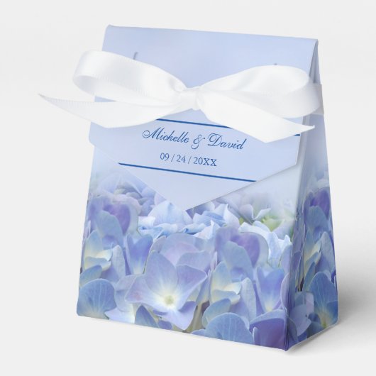 Elegant Hydrangea Blue Florals Wedding Favor Box Bedankdoosjes (Voorkant Zijde)