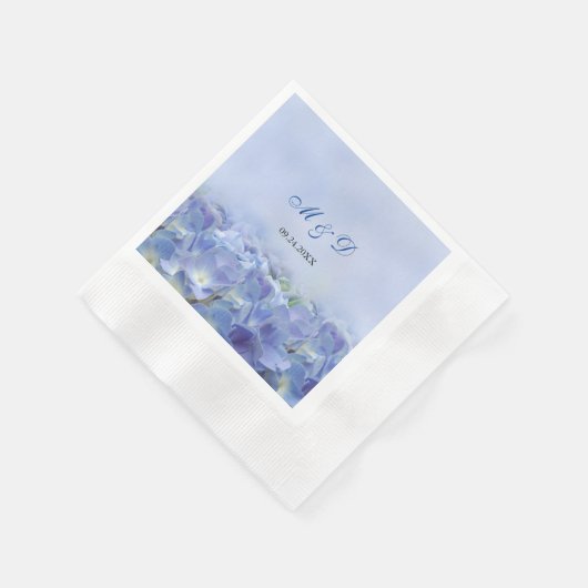 Elegant Hydrangea Blue Florals Wedding Napkins Servet (Hoek)