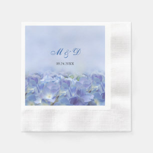 Elegant Hydrangea Blue Florals Wedding Napkins Servet