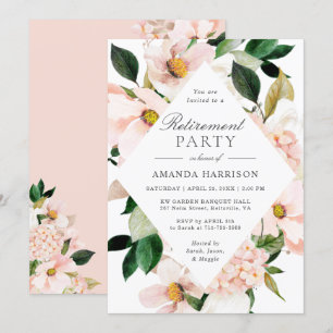 Elegant Hydrangea Blush Floral Retimentation Party Kaart